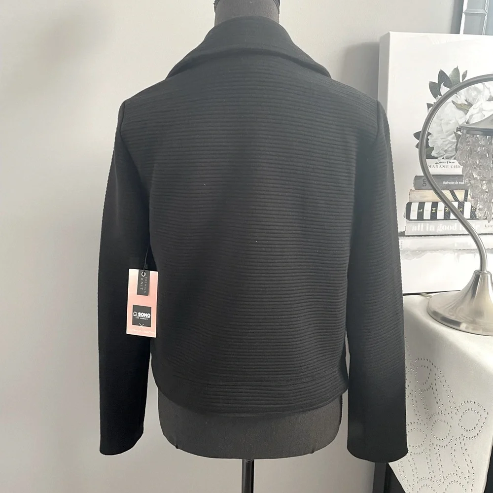 Black Ribbed Moto Jacket NWT - Picture 3 of 6